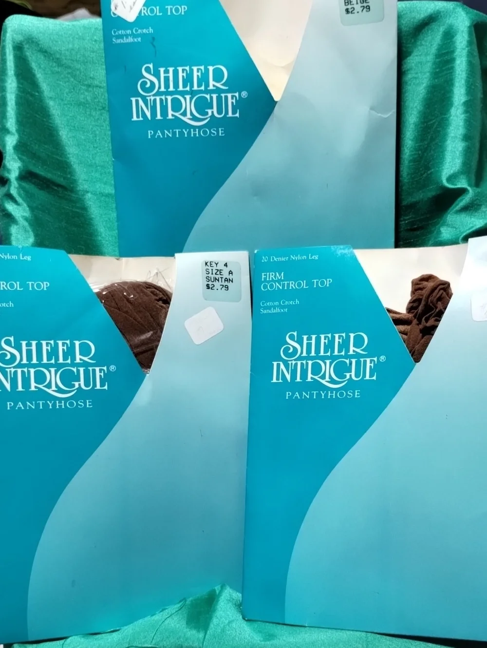 Sheer Intrigue Pantyhose - Teal Packaging, Brown Hosiery